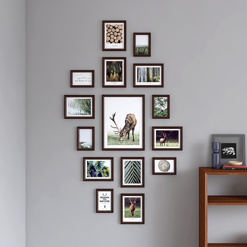 玄关照片墙 ns风墙上实木相框竖版挂墙组合背景墙面装饰品