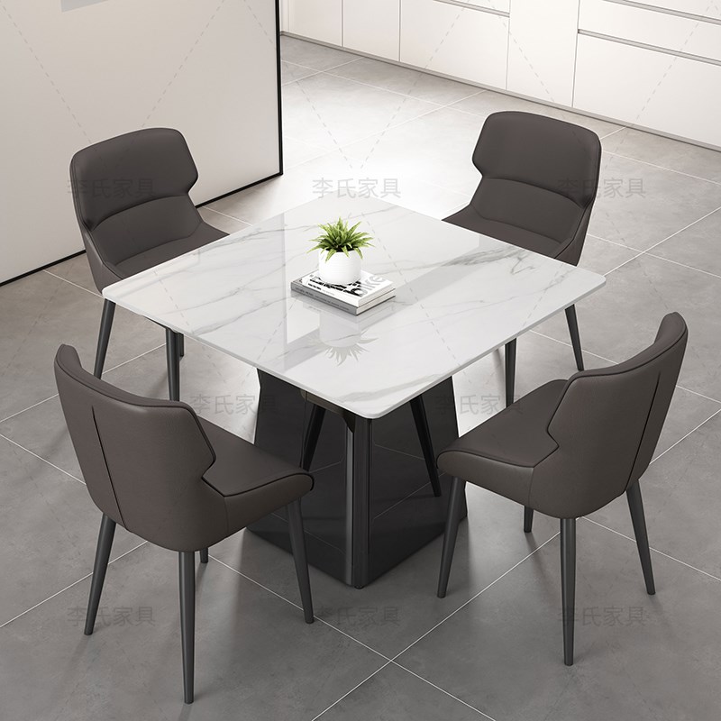 高档岩板餐桌椅组合小户型休闲阳台打牌会客商用接待洽谈桌正方形