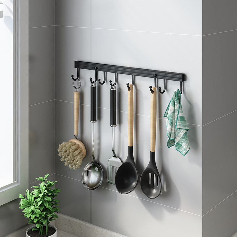厨房太空铝壁挂粘钩排勾厨卫挂件锅铲钩挂架