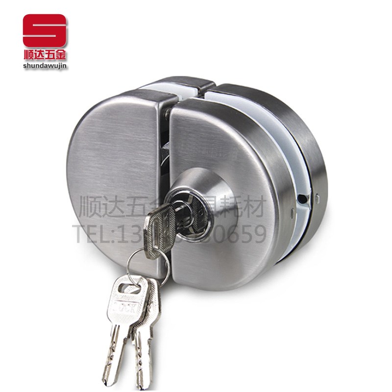 无框玻璃门半圆中央门锁玻璃大门锁玻璃单双门双向锁不打孔