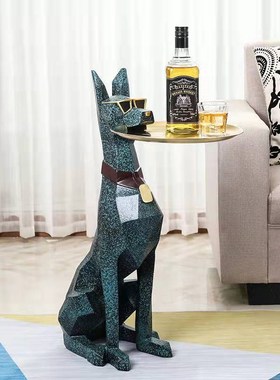 网红杜宾犬摆件客厅托盘大型落地客厅电视柜旁轻奢装饰品乔迁新居