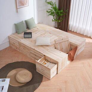 【折扣价】实木榻榻米木箱拼床储物箱长方形收纳箱可坐飘窗拼接床