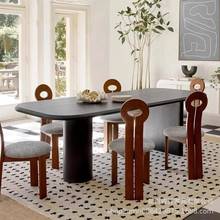 法式复古餐桌实木黑色白蜡木简约餐桌长桌办公桌工作台家用会议书