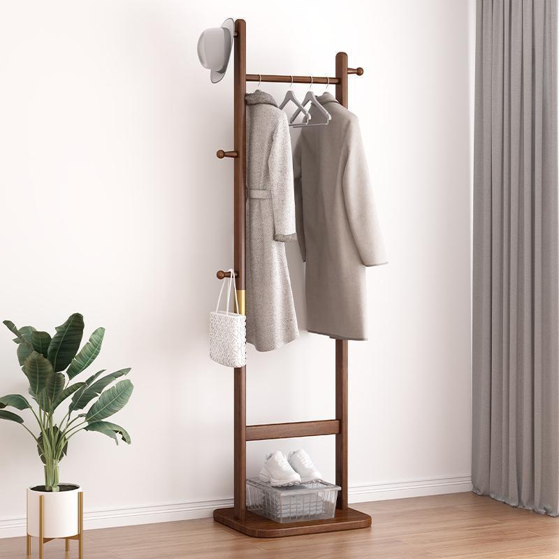 木衣帽架中古风立式2024新款卧室落地挂衣架小型不占空间的衣架