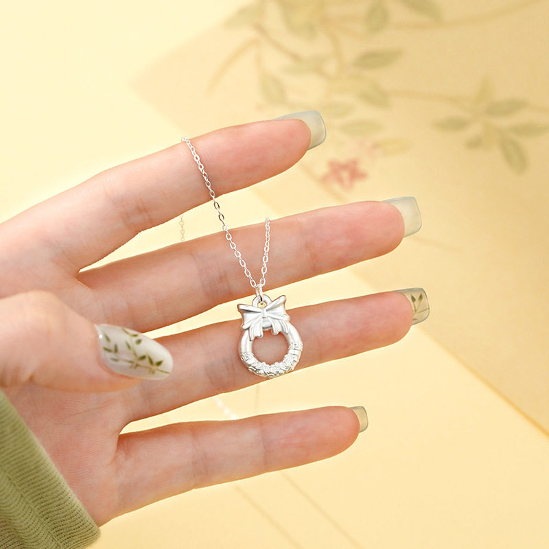 足银999圆环蝴蝶结项链女在逃公主祥云正品纯银锁骨链圆圈ins套链