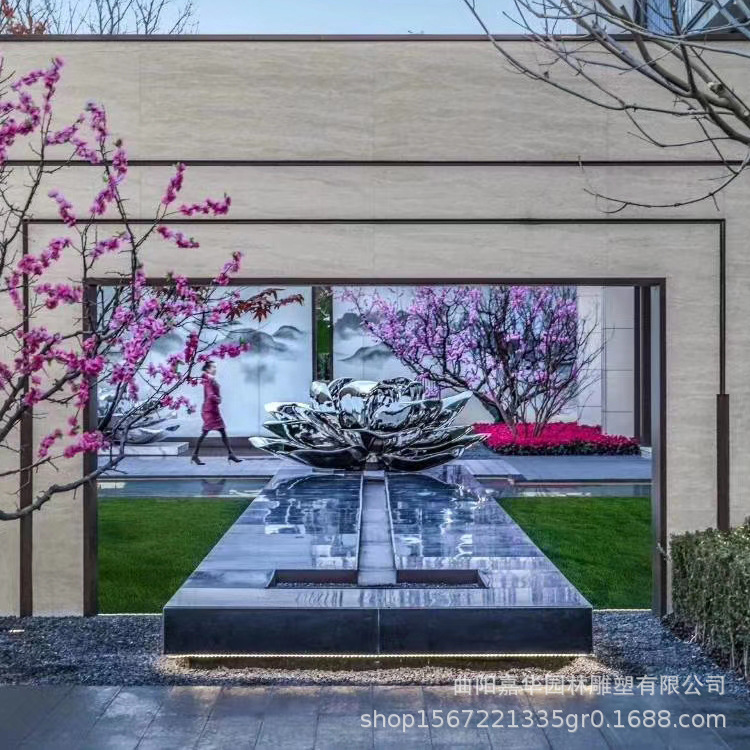 不锈钢仿真镂空花朵雕塑摆件户外城市景观园林草坪装