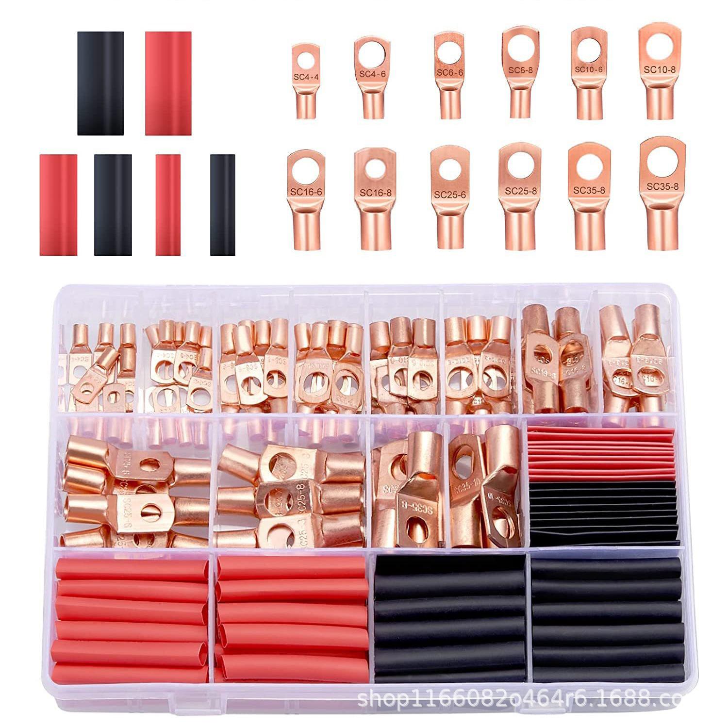 电商跨境SC240pcs铜线耳窥口型110PCS+130PCS铜鼻子热缩管连接器