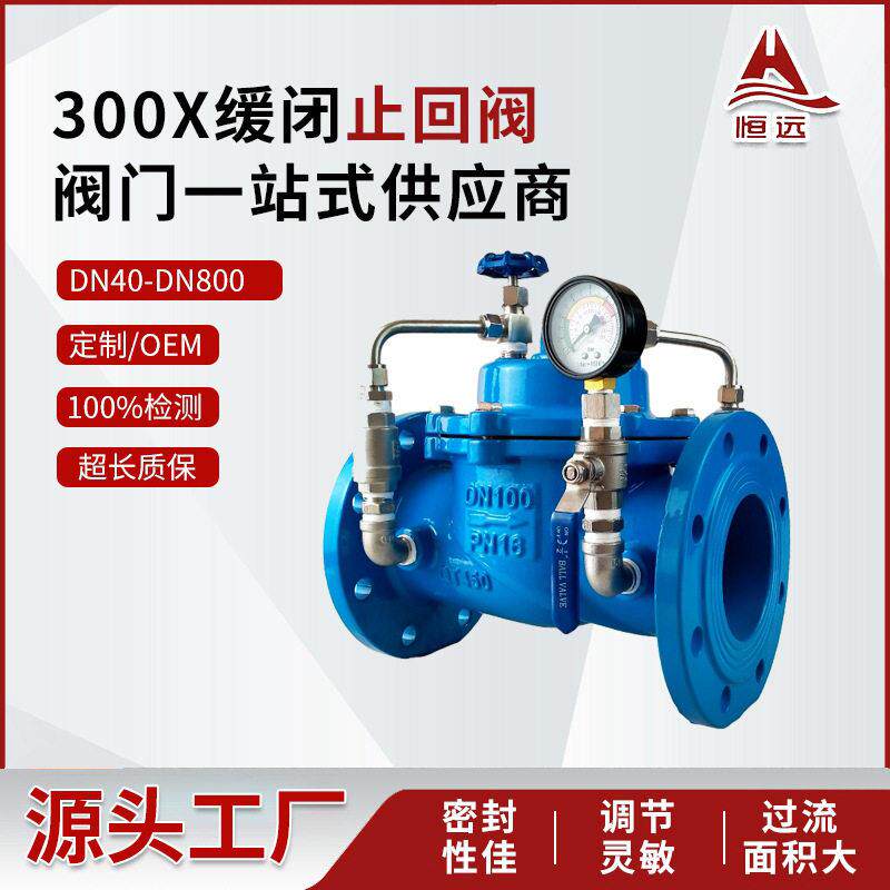 国标300X缓闭式止回阀球墨铸铁向止回阀逆止阀法兰止回阀