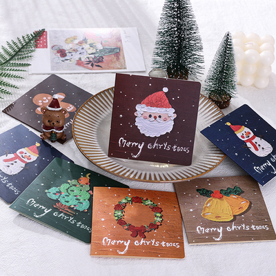 卡通可爱油画贺卡简约ins风高级新年元旦节留言祝福感谢diy小卡片