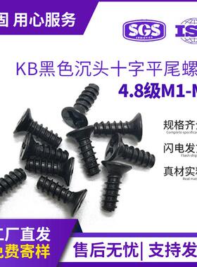 KB黑色十字平头螺丝沉头自攻丝平尾自攻螺丝GB846/M1/M2/M3/M4