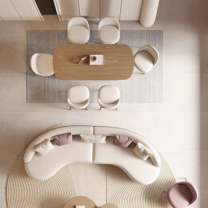 法式奶油风原木餐桌椅白蜡木家用小户型吃饭桌日式椭圆形实木桌子