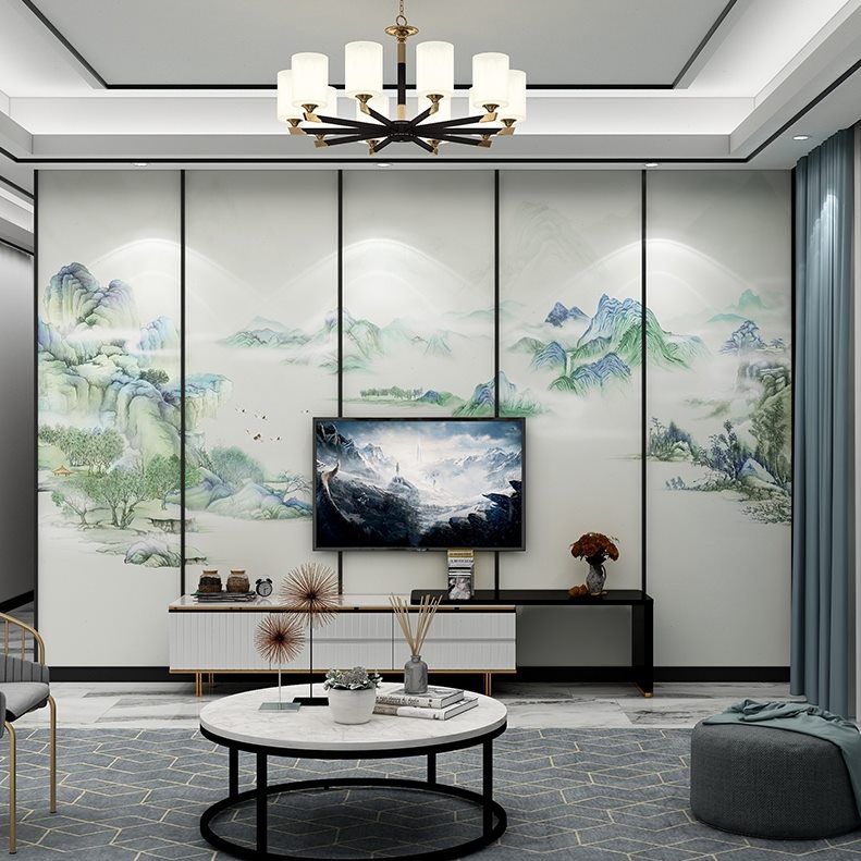 壁画客厅大气水墨新中式山水卧室墙布意境现代沙发电视背景墙壁纸