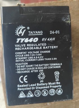 TAIYANG蓄电池TY645电子秤专用电池6V4.5AH儿童玩具车 探照灯电瓶