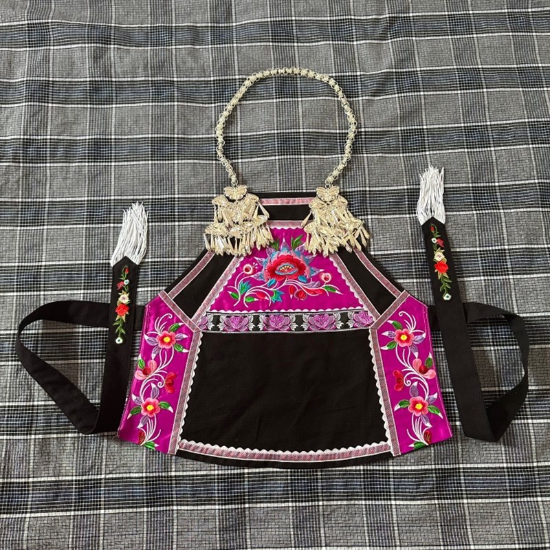 贵州布依族壮族绣花围腰少数民族杜兜少数民族围裙围腰带新款年轻