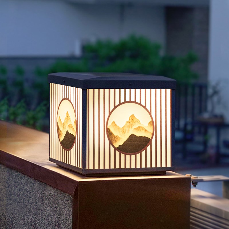 日照金山太阳能柱头灯简约现庭院灯户外防水别墅大门口室外柱灯