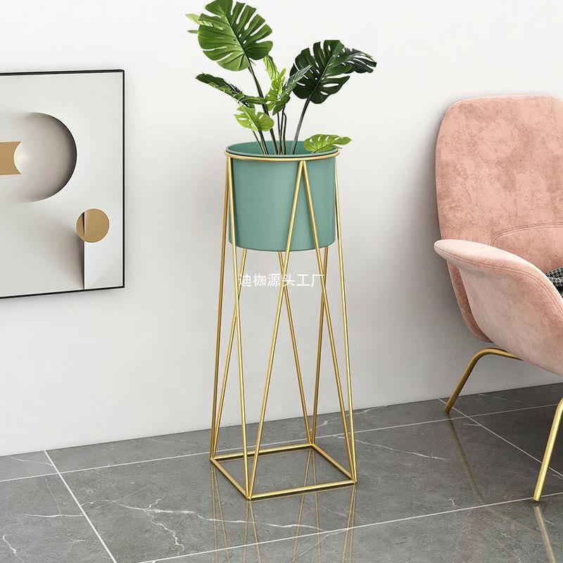 铁艺花架单层落地式阳台绿箩装饰花盆置物架客厅圆形花桶绿植架子