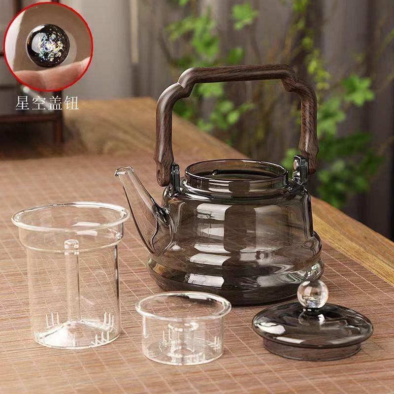 【折扣价】大容量耐热耐高温蒸煮两用玻璃茶壶烧水提梁壶电陶炉围