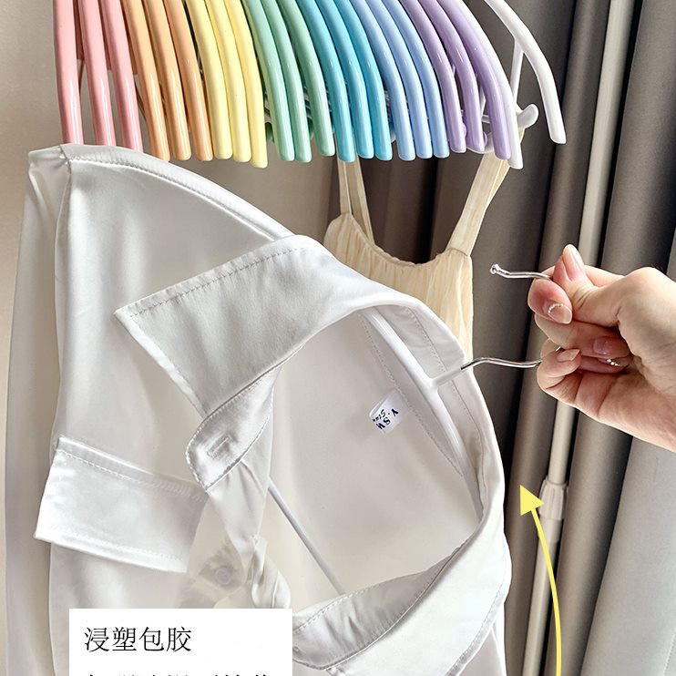 干湿两用收纳挂衣子寝室角防滑家用服晾衣架衣撑防肩彩色无痕衣架