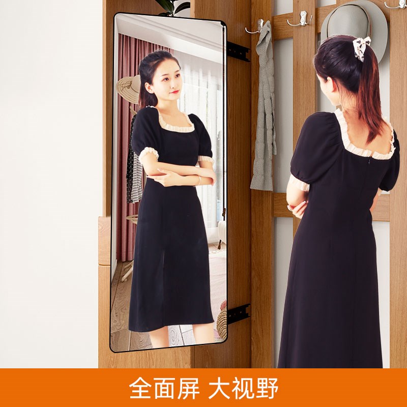 玄关推拉镜子旋转伸缩内装隐形衣柜里内置折叠滑轨试衣全身穿衣镜