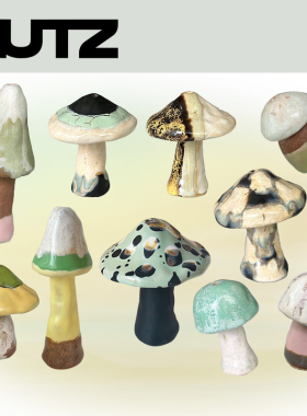 Z 手捏蘑菇摆件旷野呼告纯手工艺术釉可爱礼物装饰