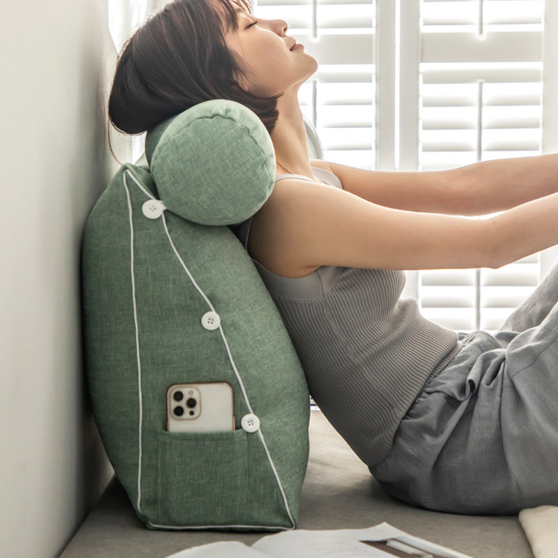 日式亚麻三角床头靠垫可调节头枕靠背卧室榻榻米护腰靠枕可拆洗,居家布艺,床头靠垫,淘宝优惠券,粉丝福利购,淘宝优惠卷