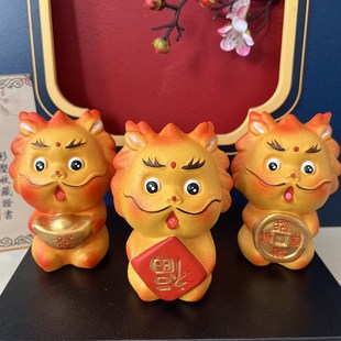 龙龙龙 龙年生肖龙摆件 泥人张彩塑泥人装饰桌面国潮摆件
