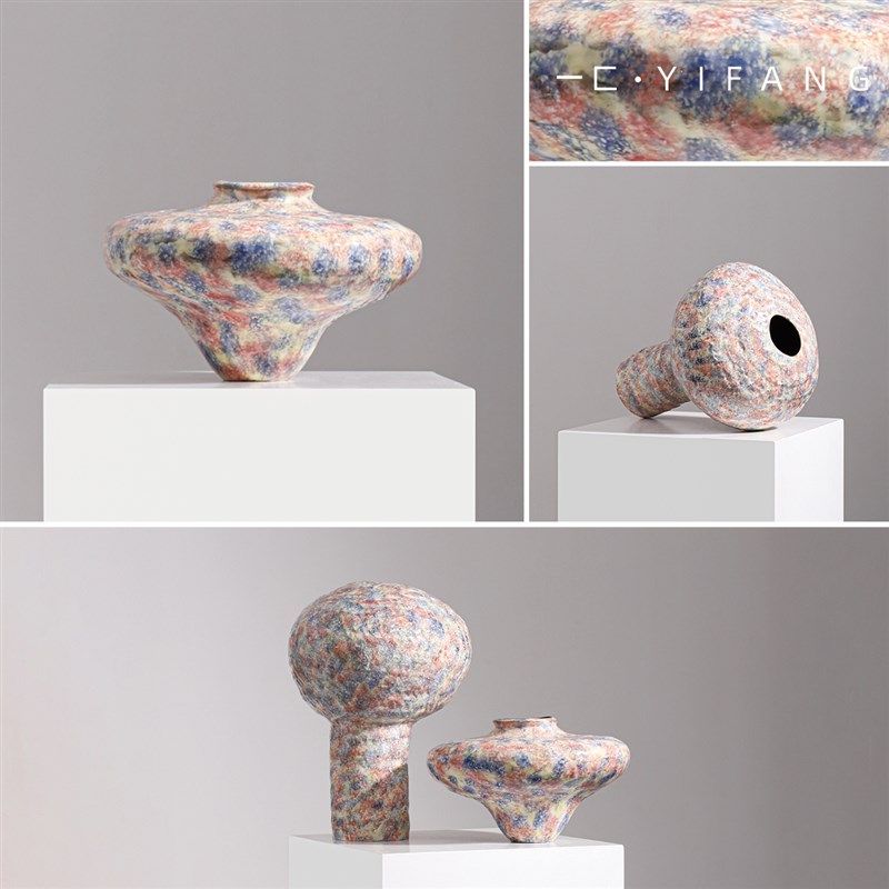 一匚《艺术》现手绘彩绘陶瓷花器 样板间民宿玄关桌面装饰品,家居饰品,花瓶,淘宝优惠券,粉丝福利购,淘宝优惠卷