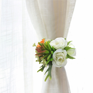 多肉仿真花窗帘固定夹子绑带布幔扣不绣钢收拢纱帘束带布夹子