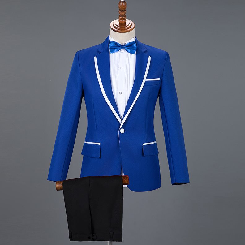 西服套装挥中老年男士成人演出服装合唱团礼服主持人指舞台歌手服