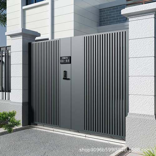 别墅大门铝艺对开门铝合金双开门庭院门院子电动平移围墙智能