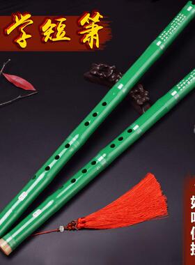 绿色短萧紫竹洞箫一节古风专业演奏乐器成人初学八孔GF调古萧新手