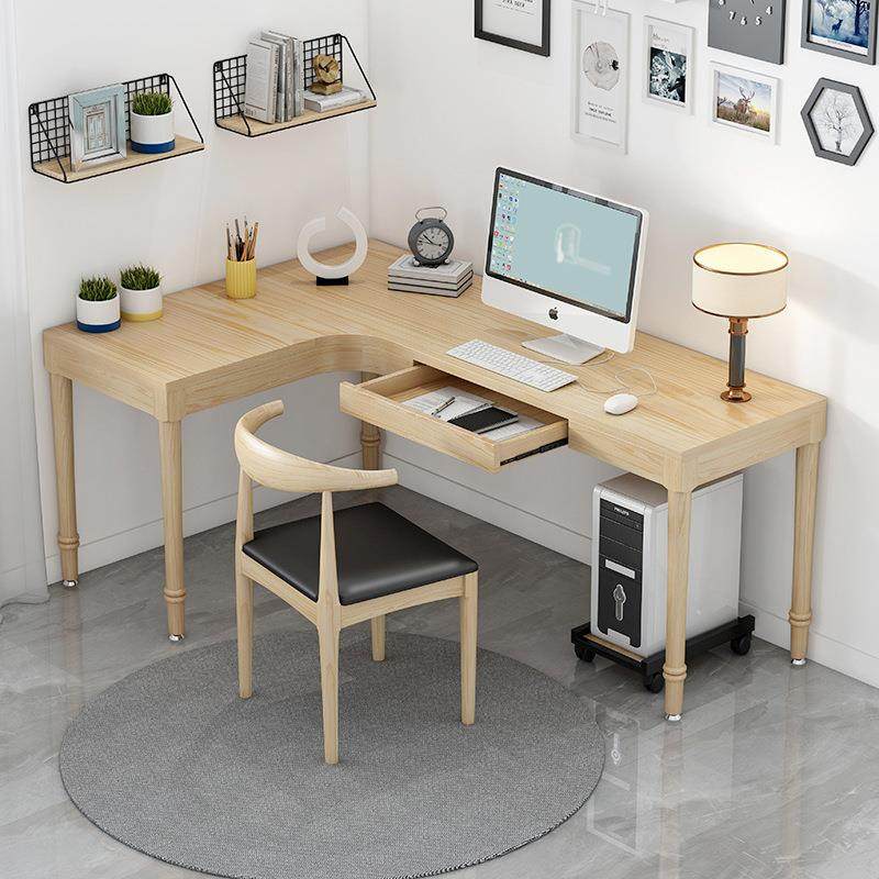 简约实木L型桌子转角工作台台式电脑桌拐角书桌家用直角书桌