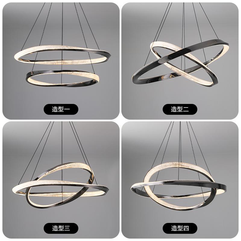 意式轻奢现代极简圆形设计师别墅样板房客厅餐厅卧室艺术圆环吊灯