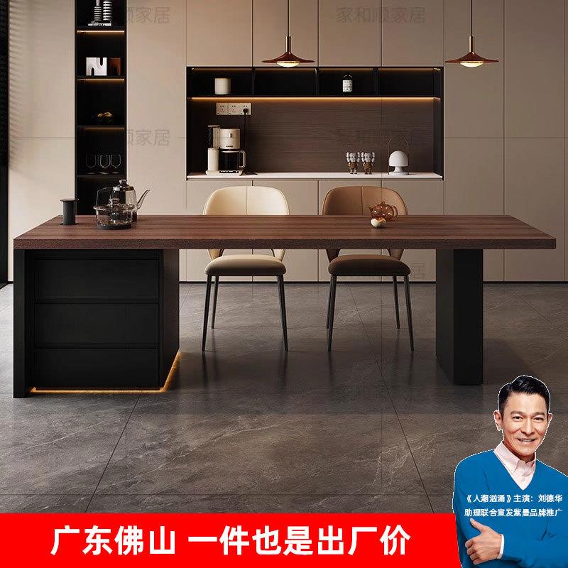 齐平茶台意式极简岩板茶桌椅组合别墅客厅艺术茶台轻奢现代简约