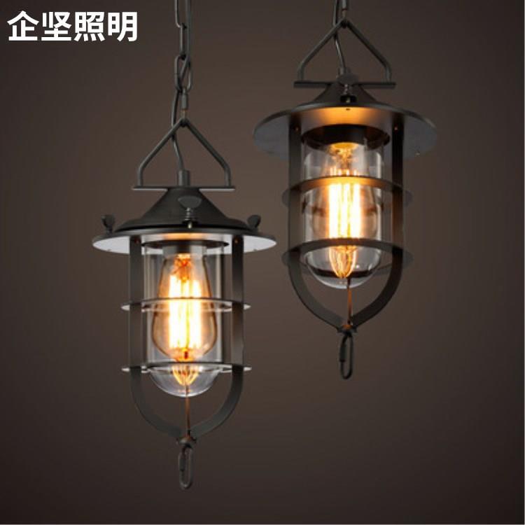 loft美式风格仓库阳台过道铁艺灯具复古工业餐厅饭厅吧台吊灯