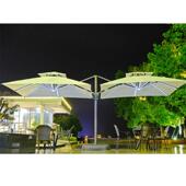 户外双头罗马伞LED太阳能庭院遮阳双头户外伞庭院伞景观伞双头伞