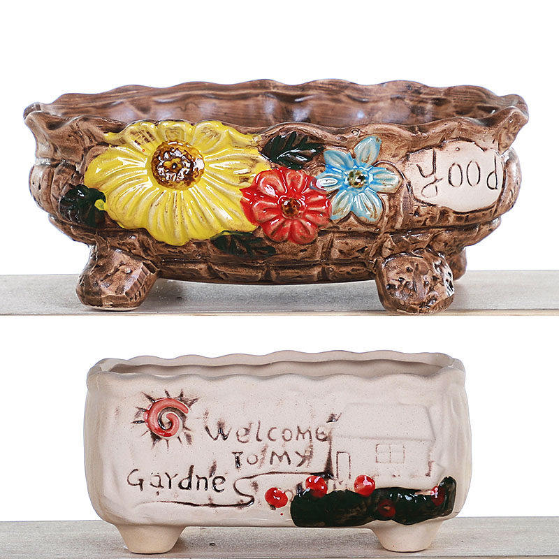 大号多肉花盆拼盘组合陶瓷大花盆简约大口径粗陶多肉植物花盆清仓