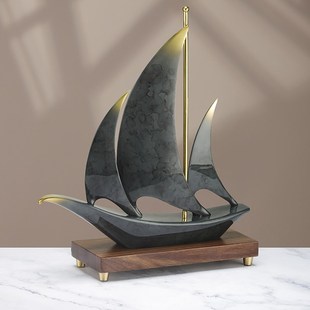 一帆风顺帆船摆件船老板办公室领导高端大气上档次男士办公桌装饰