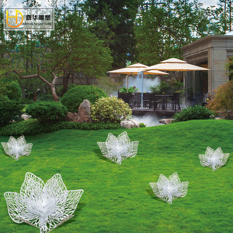 不锈钢镂空花朵雕塑网格植物莲花摆件户外园林景观草坪装饰制作