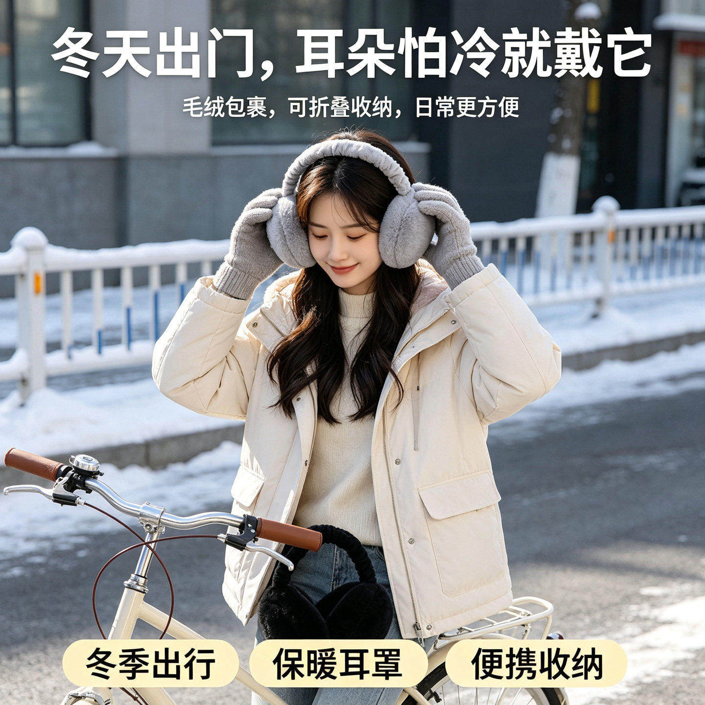 冬季氛围感毛绒耳罩保暖可折叠