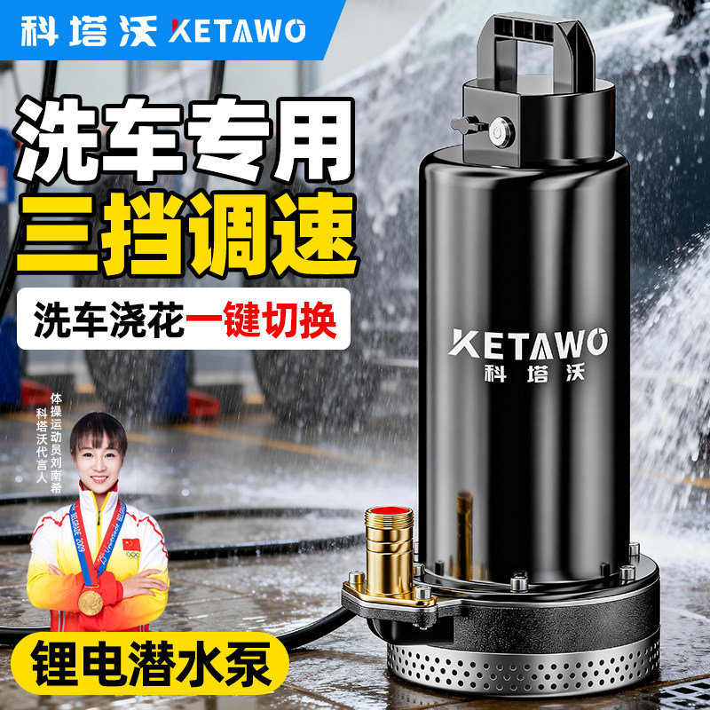 洗车电动抽水泵小型户外便携式无线遥控潜水泵直流锂电大功率家用