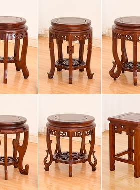 中式实木古筝凳圆凳子明清凳典餐桌凳琴古榆木仿古板凳矮凳鼓凳