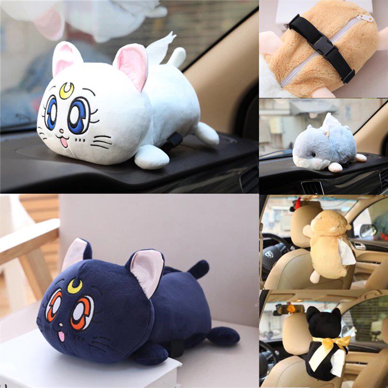 美少女战士露娜猫仓鼠汽车扶手箱纸巾盒多功能车载抽纸套