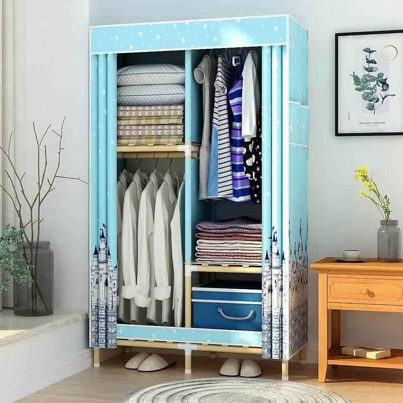 出租房衣柜架子简易组装收纳牛津布家用卧室小型双人单人衣橱