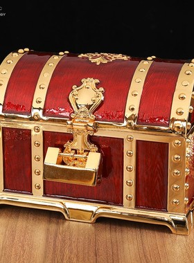 欧式复古带锁百宝箱喜庆首饰收纳盒家居装饰品摆件送结婚礼物