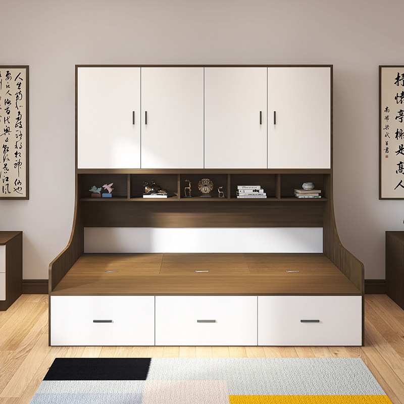 单人床衣柜一体多功能储物儿童小户型榻榻米式床柜组合次卧床定制,住宅家具,板式床,淘宝优惠券,粉丝福利购,淘宝优惠卷