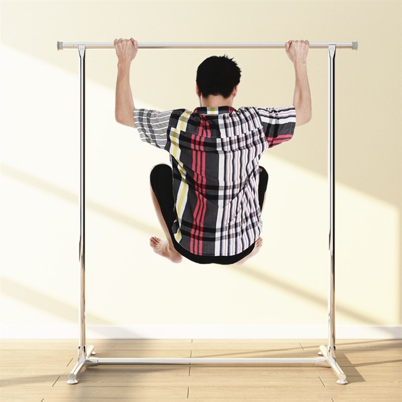 晾衣架简易室内挂衣架 家用落地伸缩单杆式移动阳台晒衣架