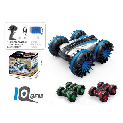 IQ0EM2.4G水陆两栖遥控汽车双面特技车漂移赛车男孩儿童玩具