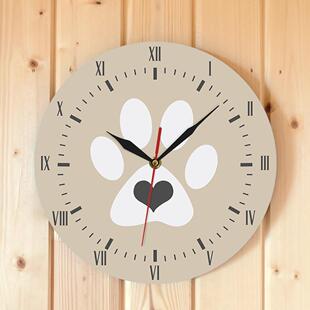 可爱小狗脚印图案挂钟狗掌印时尚墙壁装饰壁钟个性挂钟