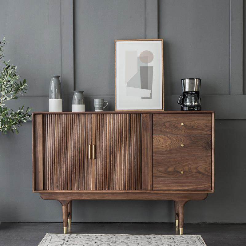 北欧表情全实木黑胡桃餐边柜现代简约客厅橡木玄关边柜茶水柜